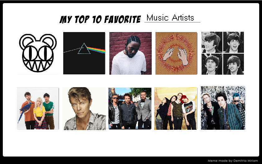 Top 10 Favorite Music Artists by FondaSu on DeviantArt