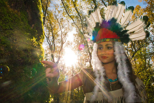 Pocahontas in the magical forest