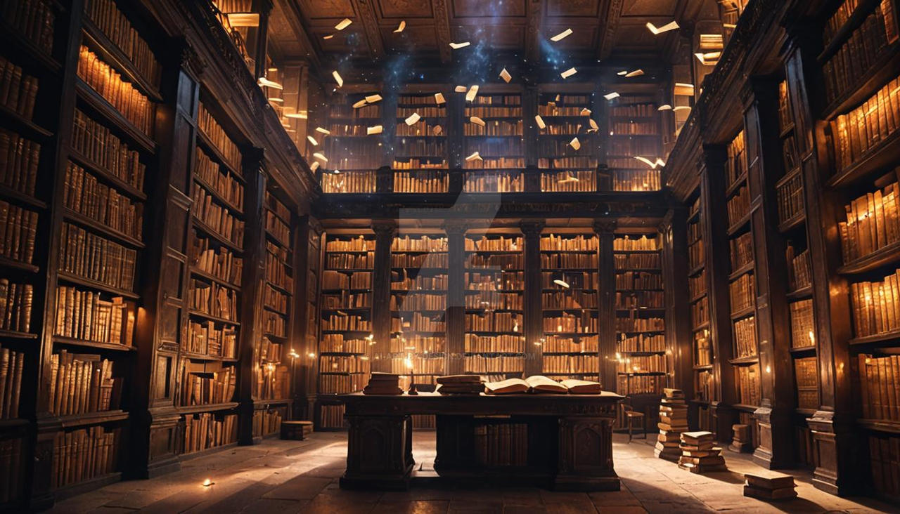 Terrific Library Supernatural Library with Floating Books and Glowi by AI-Art-By-Design ...