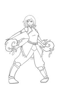 Waterbending Korra - Lineart