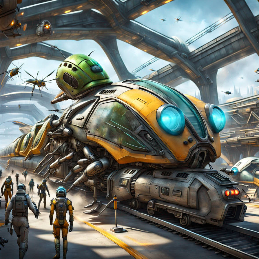 Highly detailed sci-fi Insect train Hd realistic by Artofvibration on ...