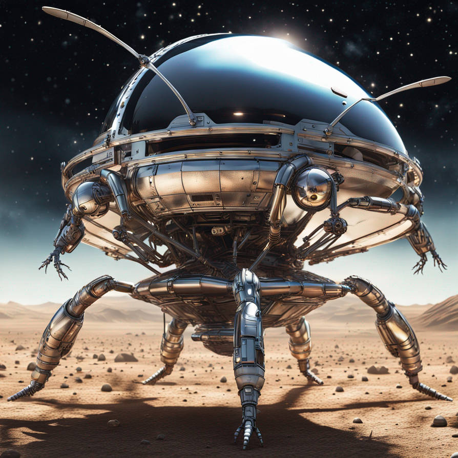 Highly detailed insect chrome spacecraft in space by Artofvibration on ...
