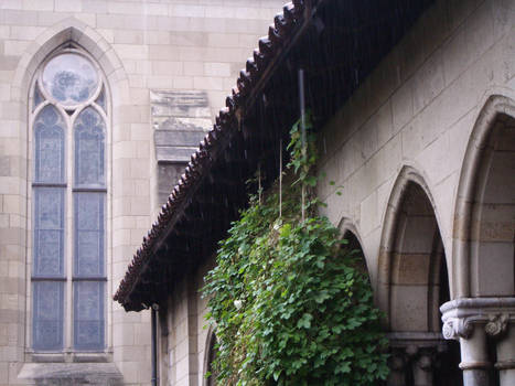 cloisters in the rain