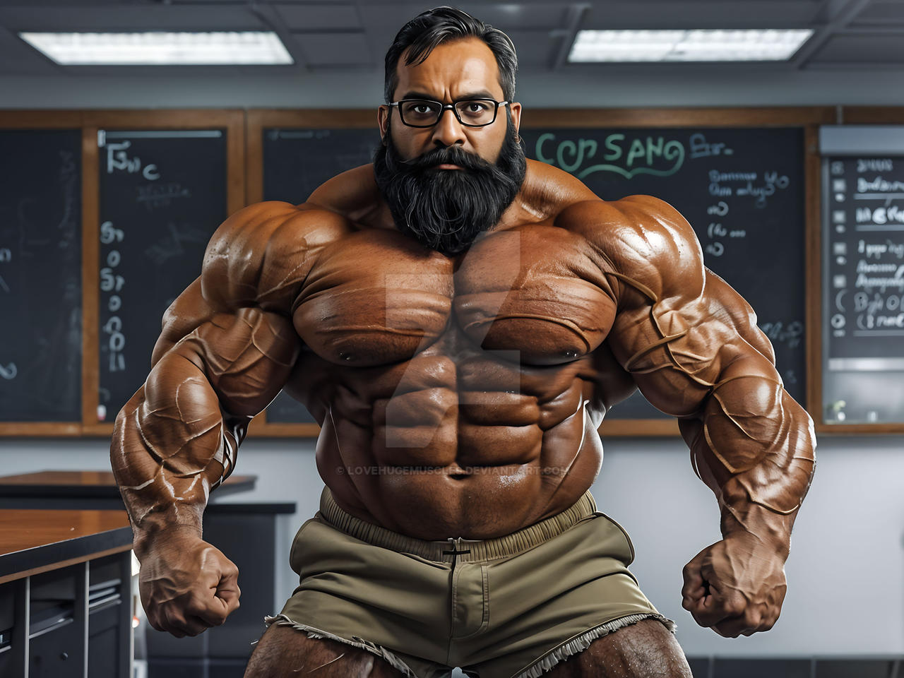 Bodybuilder Math Bodybuilding South Asian Math Professor by lovehugemuscles on DeviantArt