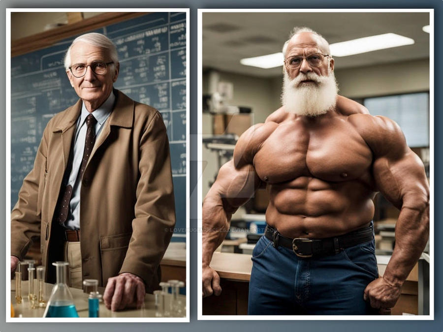 Buff Scientist Chemistry Teacher Takes Muscle Growth Serum by lovehugemuscles on ...
