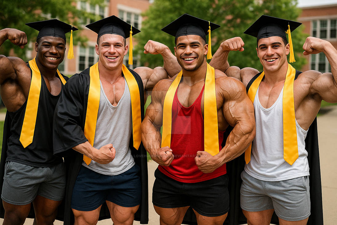 Muscular Graduation Graduation Day by lovehugemuscles on DeviantArt