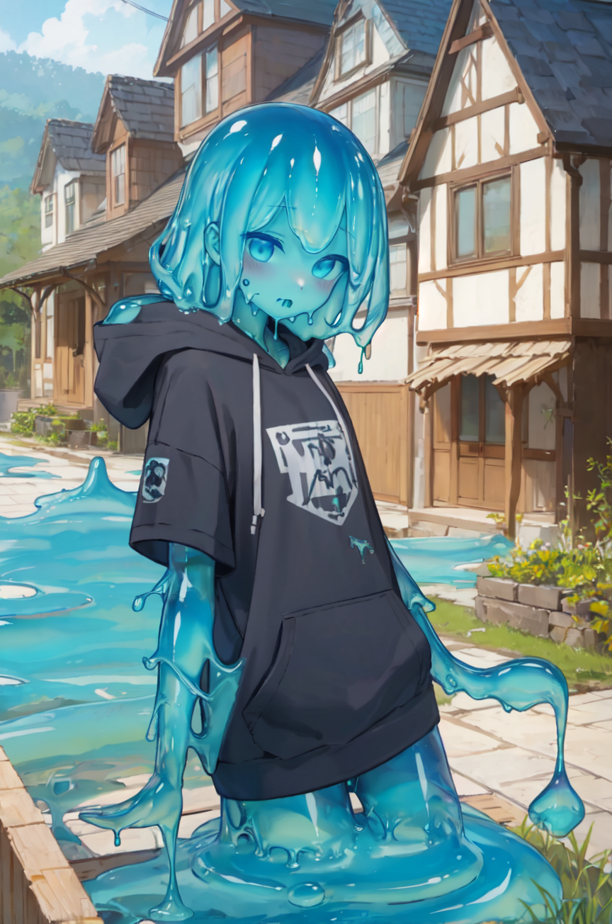 Girl In Slime Pool slime girl with a hoodie by RandomGuy5443 on DeviantArt