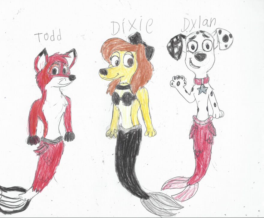 Todd, Dixie and Dylan as mer animals by Sabertooth3 on DeviantArt