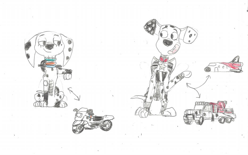 Sabertooth3 Deviantart Engine Dolly and Dylan as dalmatian bots by Sabertooth3 on DeviantArt