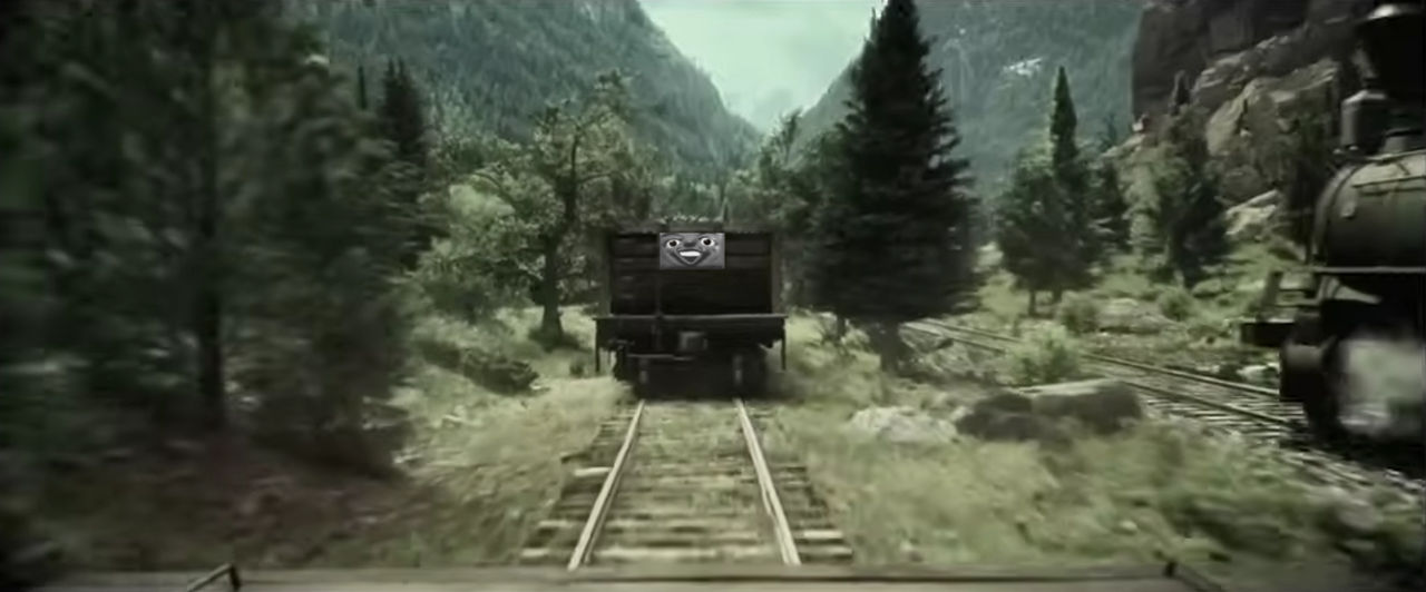 Lone ranger train chase but the trucks have faces by Sabertooth3 on ...