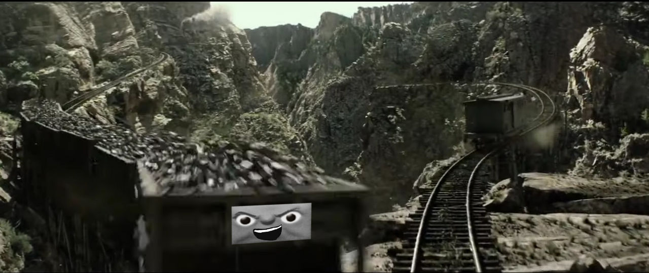 Lone ranger train chase but the trucks have faces3 by Sabertooth3 on ...