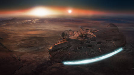 Millennium Falcon Over Tatooine