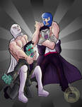 Monsters classics Vs santo and blue demon by Ekichun