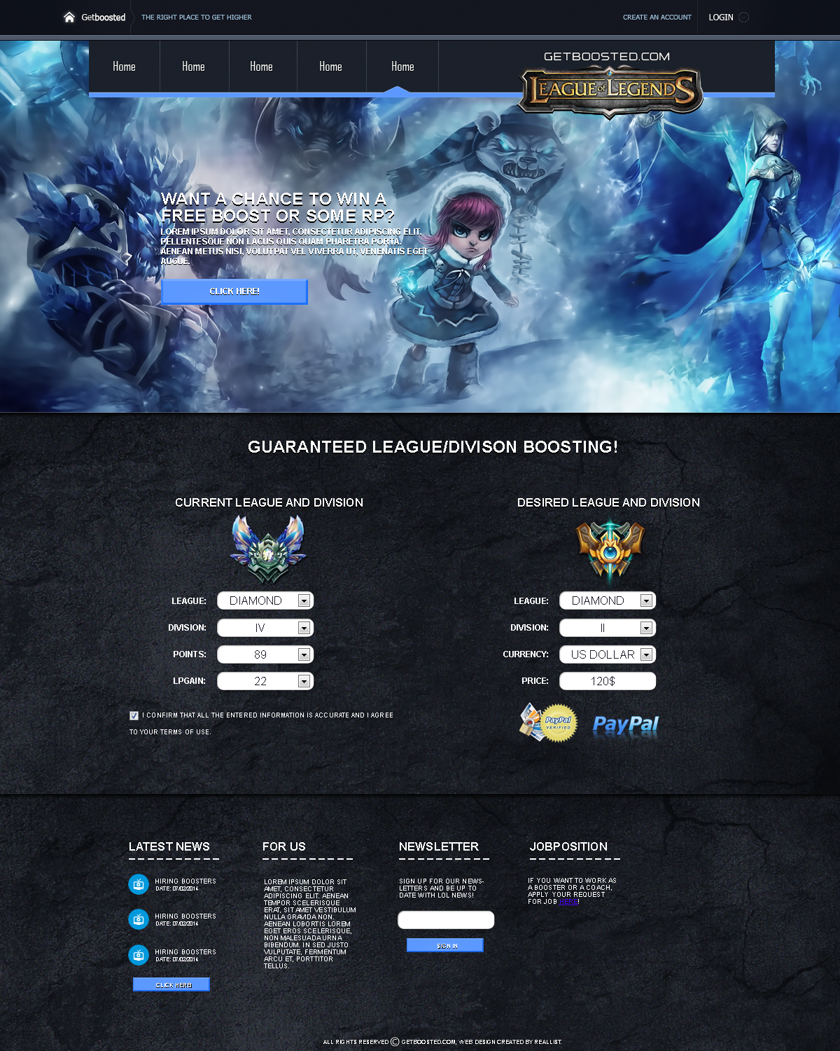 League of Legends Elo Boosting web Design v1 by nARTAlone on DeviantArt