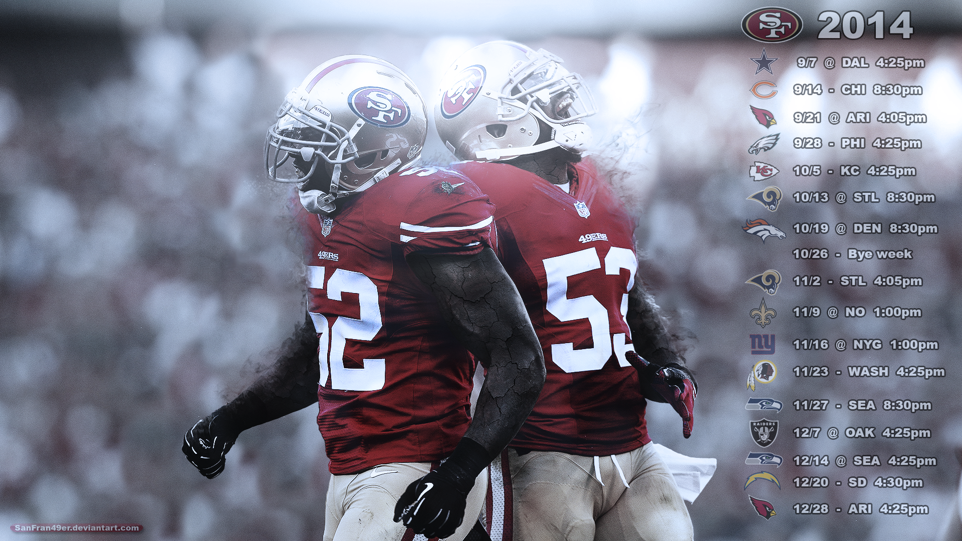 San Francisco 49ers Wallpaper 2014 Schedule Est By Sanfran49er San Francisco 49ers Wallpaper 2014 Schedule Est By Sanfran49er