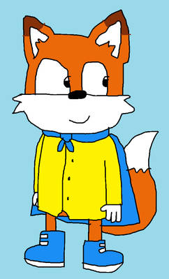 Lucky the Fox Wearing a Raincoat