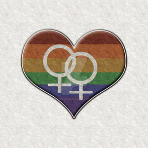 Lesbian Pride Rainbow Heart with Female Gender Sym