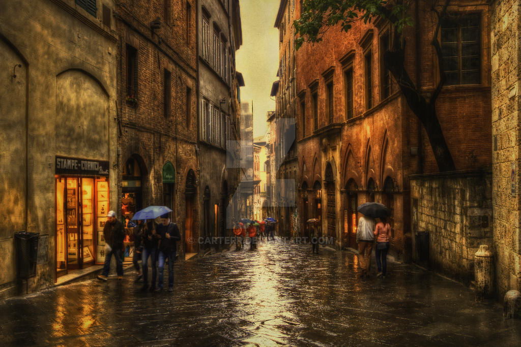 Rainy day in Siena, Italy