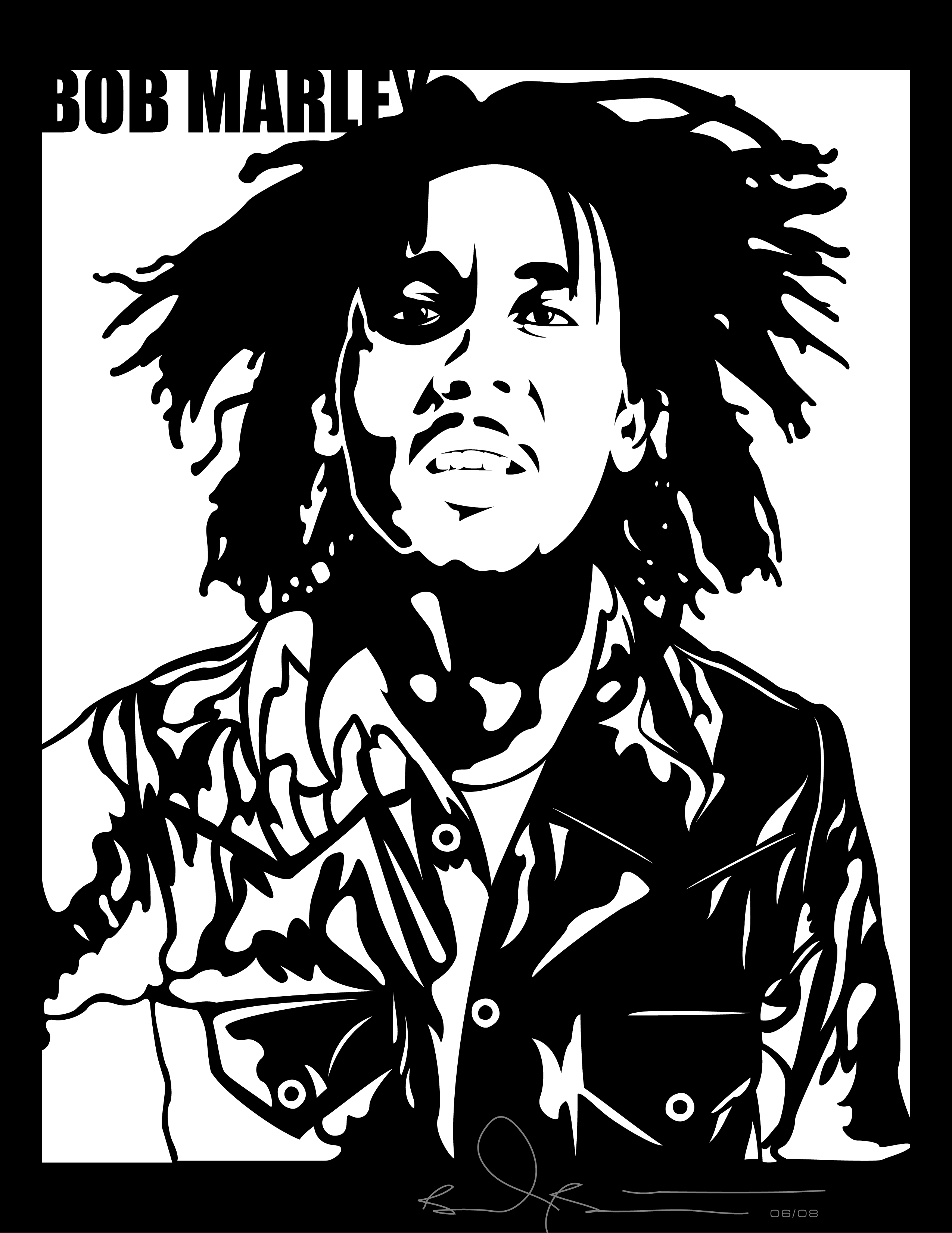 bob marley silhouette stencil