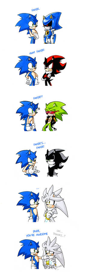 Each time Sonic meets another hedgehog.