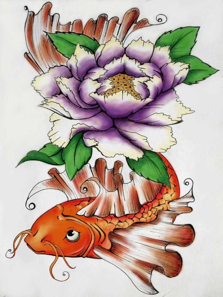 Koi with peony colored