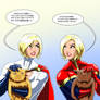 Power Girl and Captain Marvel ( of MARVEL comics )