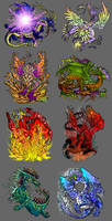 Elemental Dragons - set of 8