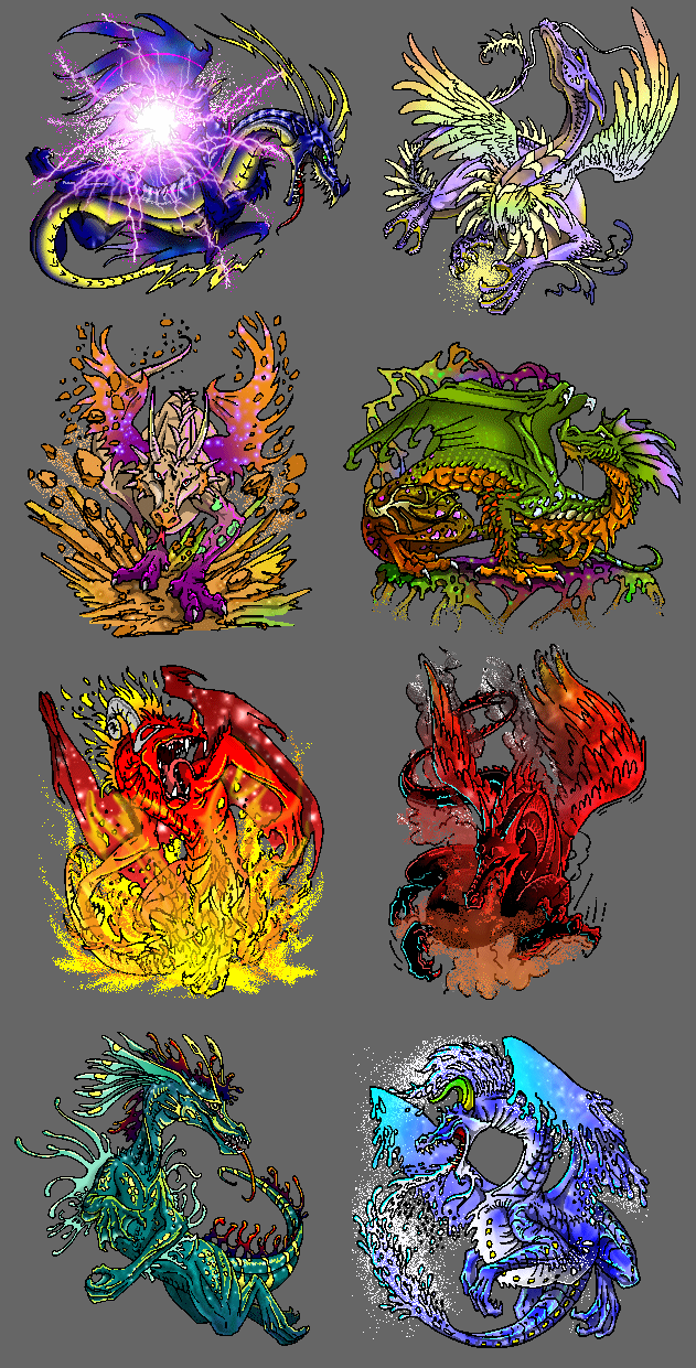 Elemental Dragons Set Of 8 By Donnaquinn On Deviantart 