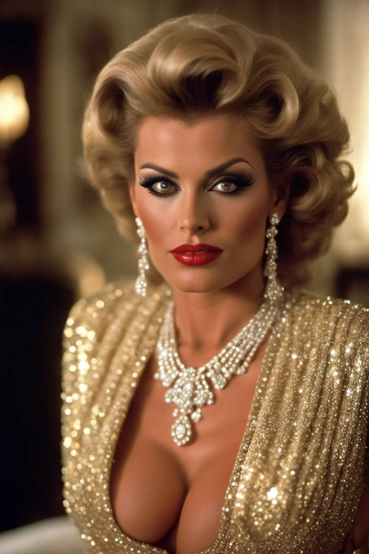 1980s Wealthy Bimbo Housewife Glittering Tight Dre