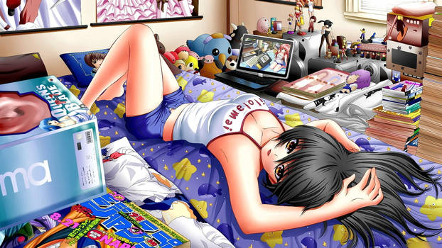 Anime girl bedroom wallpaper