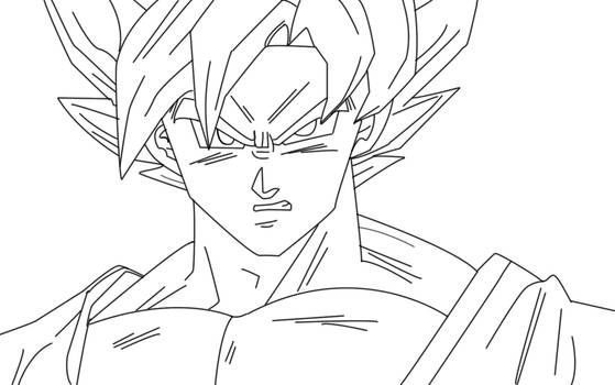 Goku SSJ God line art