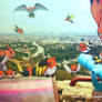 Wild Talonflame family over the city of dream