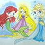 Ariel , Rapunzel and Elsa