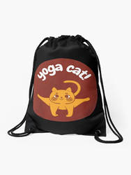 Yoga cat Drawstring Bag