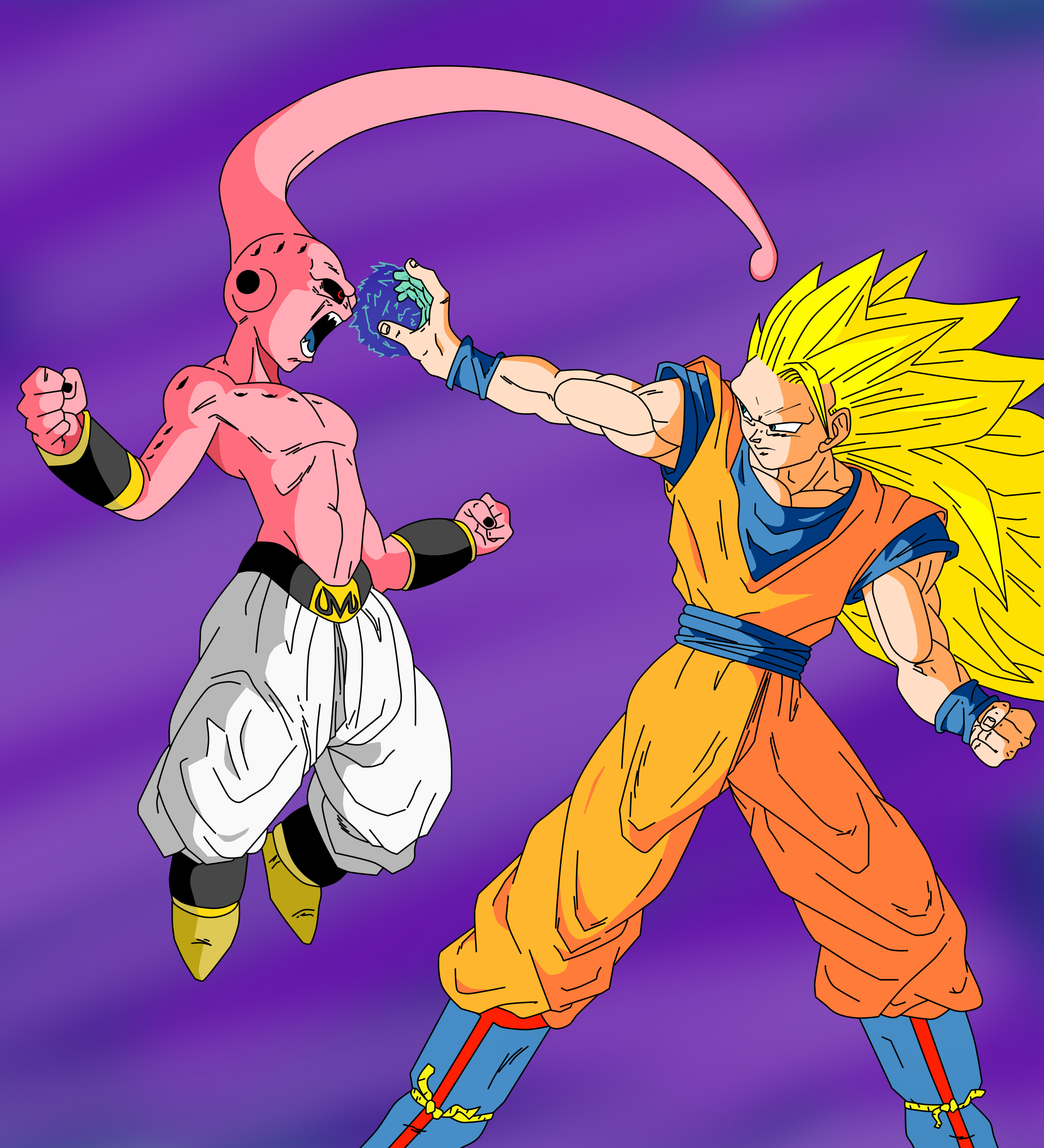 Goku vs Majin Bu by Suekumaru on DeviantArt