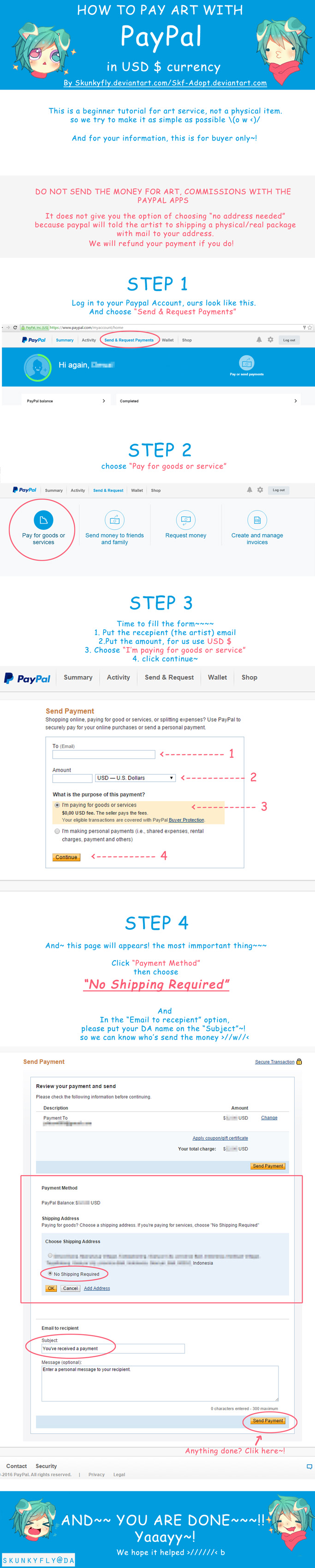 TUTORIAL How to pay art with Paypal for Skunkyfly