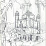 Castle in the Swamp, ink sketch