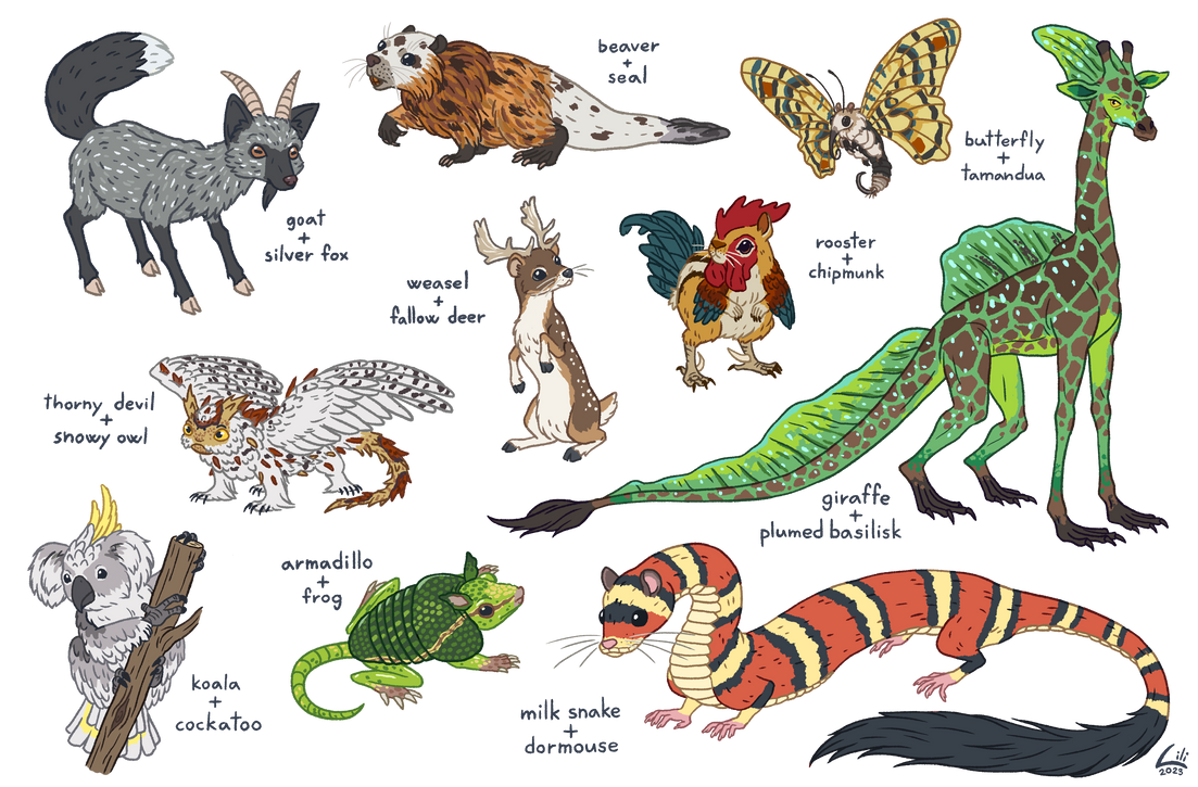 Random animals mixed together by Lili-Nyklova on DeviantArt