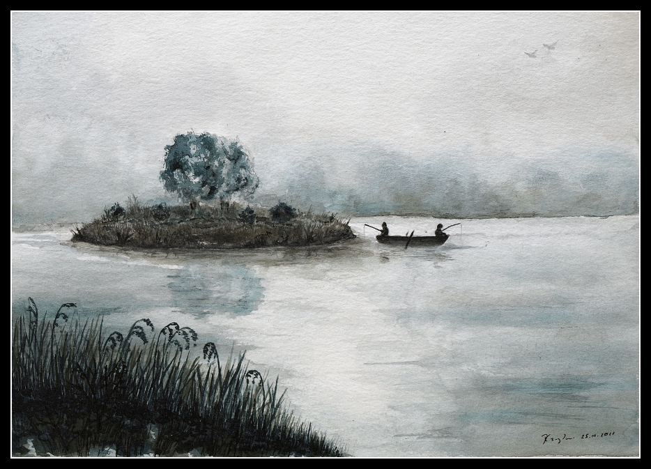 Lake - watercolors.