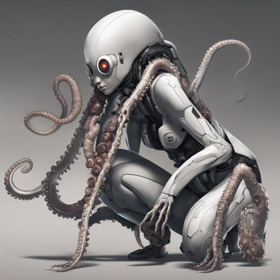 Female cyborg, cybernetic limbs, with cybernetic o