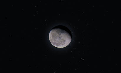 Moon on a star field
