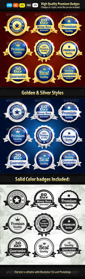 Gold And Silver Premium Quality Badges