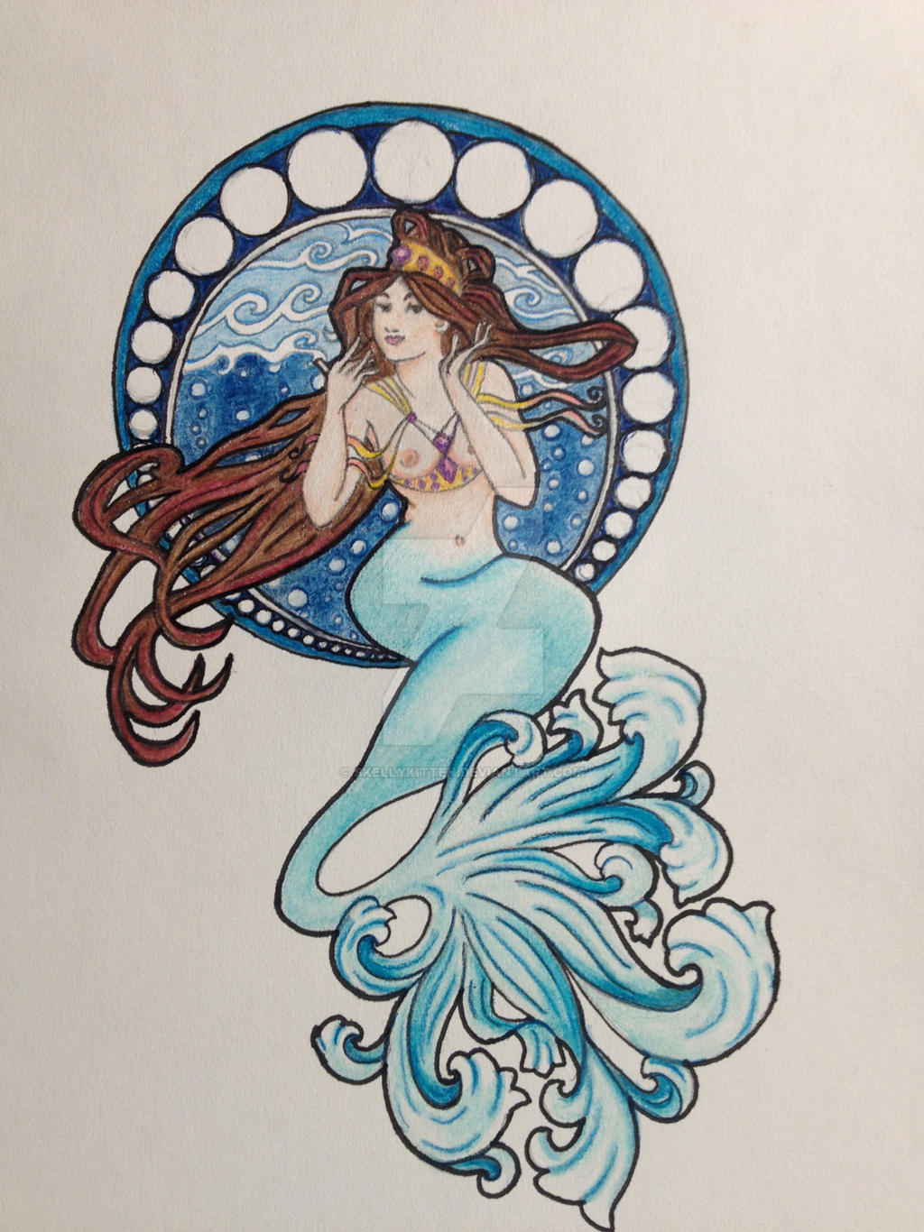 Mucha style mermaid tattoo by skellykitten on DeviantArt