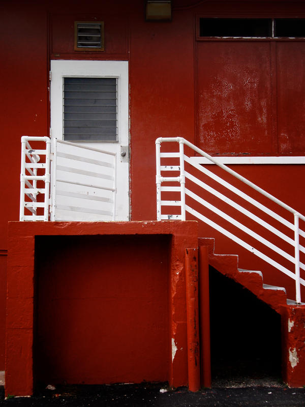 Red Steps White Door