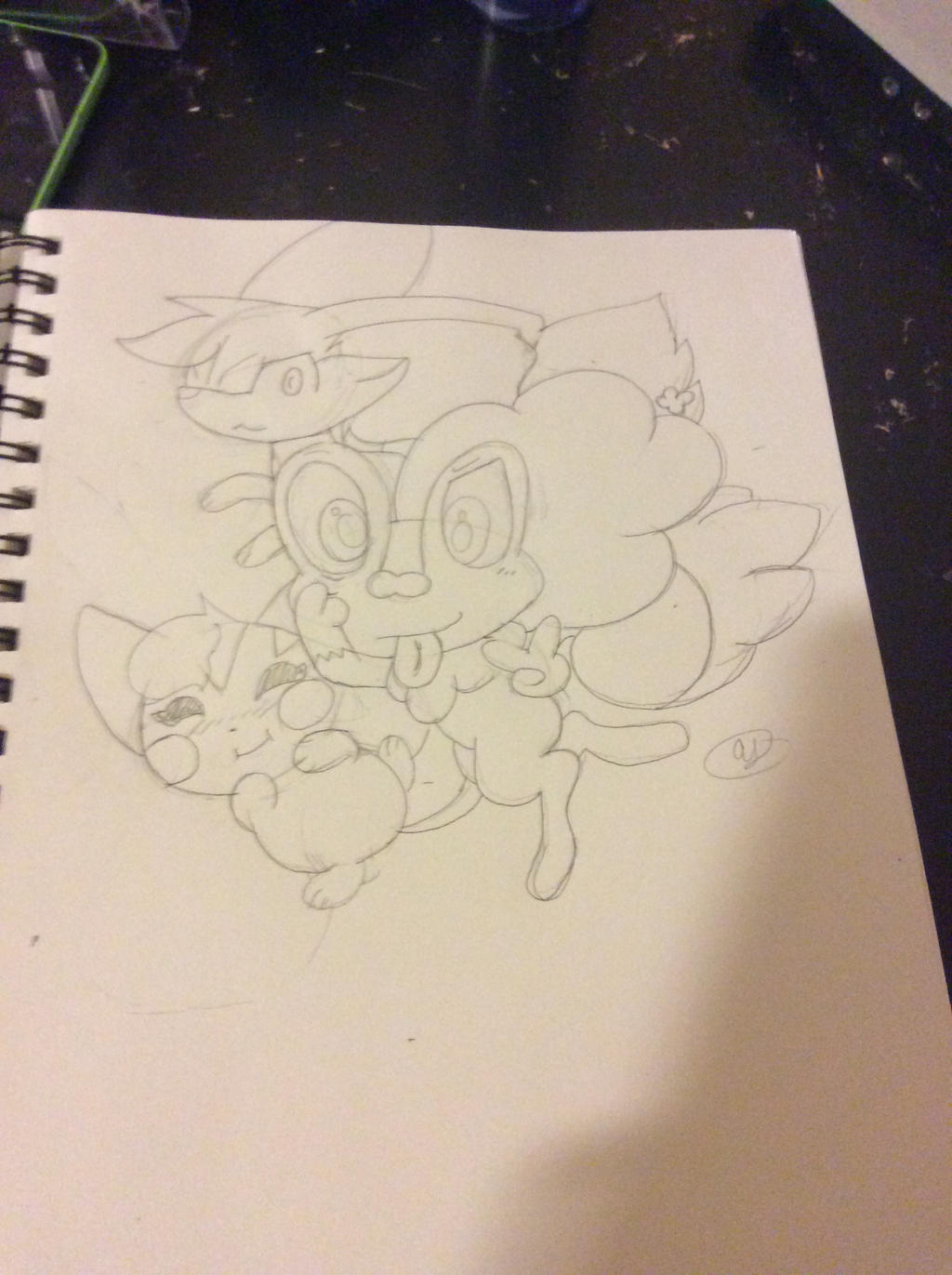 froakie, pachirisu and fennekin (sketch)