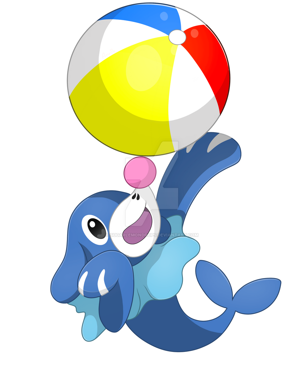 Popplio with a beach ball