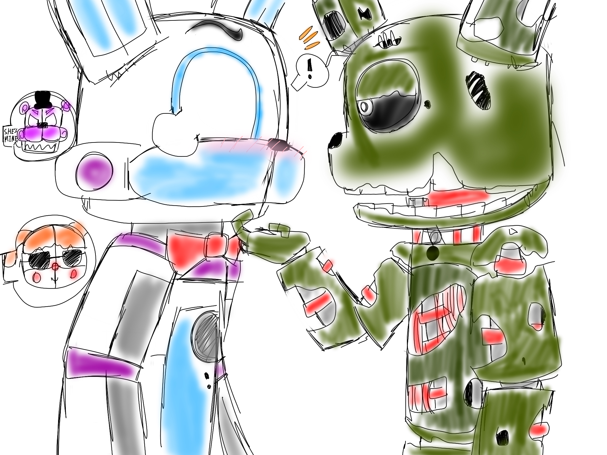 Springtrap X Funtime Bonnie Lazy to colour n draw