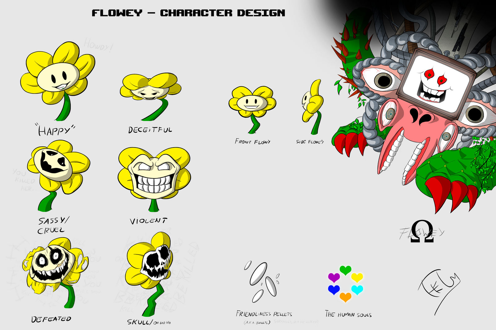 Flowey Line Design Flowey - Character design by Thelightsmen on DeviantArt