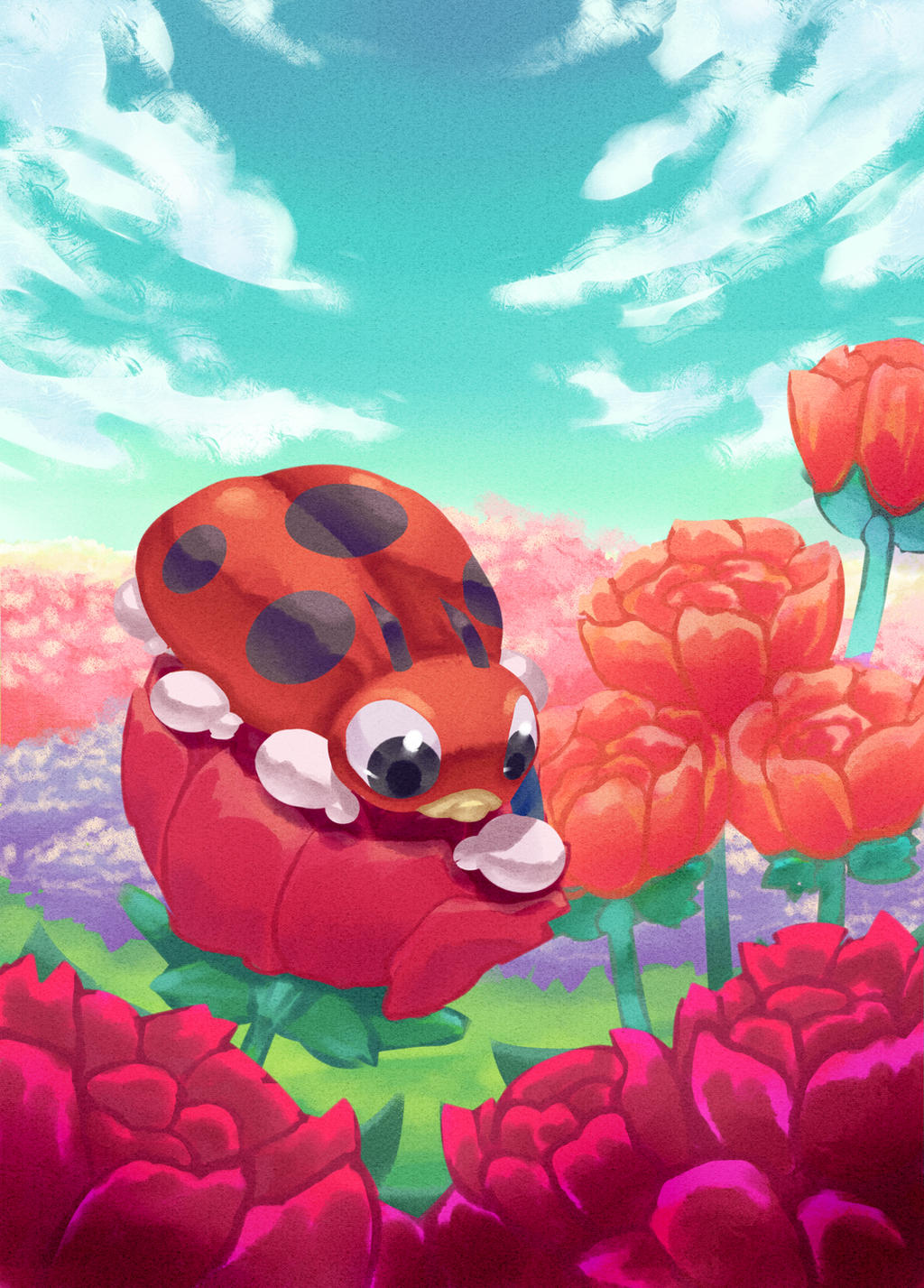 Day 16 - Ledyba (playing on roses *^*) by hiko-kujaku