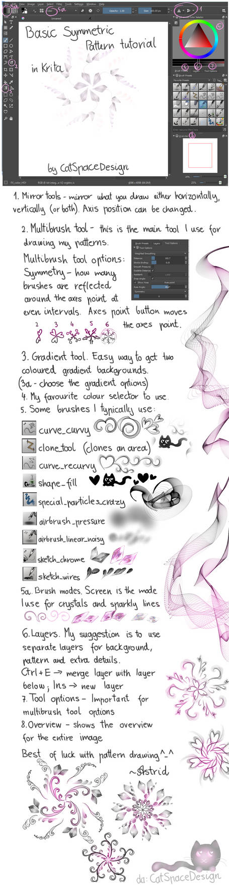 Basic Symmetric Pattern Tutorial for Krita v1 by CatSpaceDesign